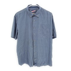 Johnnie-O Hangin Out Mens XL Blue Geometric Leaf Print Short Sleeve Button Shirt