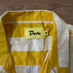 NWT Duvin Design Cabana Button Up Shirt Yellow Striped Short Sleeve Mens Medium