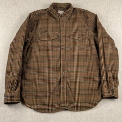 J Crew Corduroy Houndstooth Long Sleeve Button Shirt Mens M Chin Strap Preppy