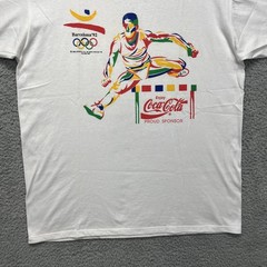 Vintage Barcelona 92 Coca-Cola Olympics Shirt Mens XL White Graphic Sponsor 90s