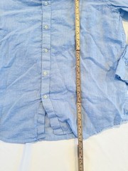 Tasso Elba Mens XL 100% Linen Mandarin Collar Button Down Blue Coastal Resort