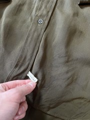 Vintage 1940s Gabardine Button Up Shirt Green Wool WWII Army Gusset M Size 15-35