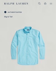 NWT Men’s 3XB Polo Ralph Lauren Oxford Long Sleeve Shirt Big 3XL Sea Green Blue