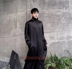 Men Long Sleeve Casual Tops Kaftan Loose Tunic Dress Side Slit Shirt Blouse New