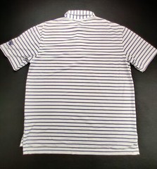 Peter Millar Summer Comfort Men’s M White/Purple/Black Stripe E4 Golf Shirt