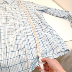 Lee Men’s Medium Stretch Button Down Shirt Blue Windowpane Long Sleeve