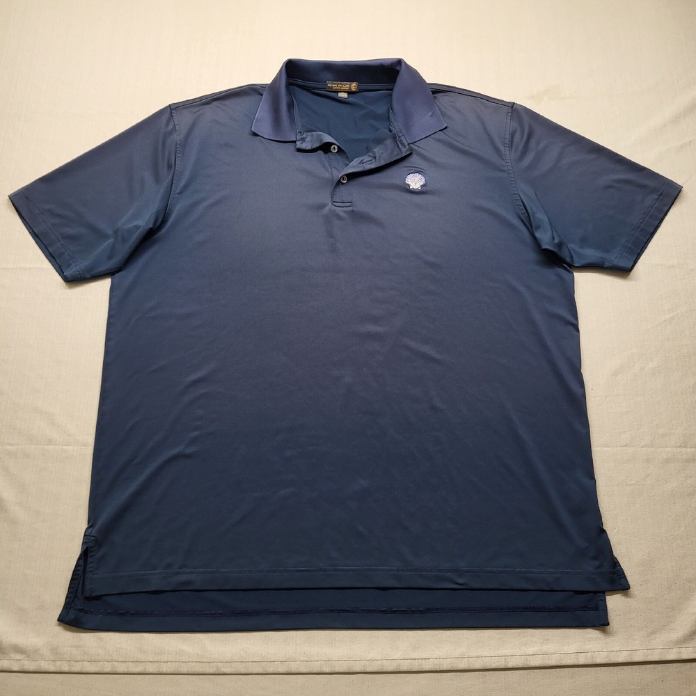 Peter Millar Polo Shirt Summer Comfort E4 Mens XL Blue Polyester Short Sleeve