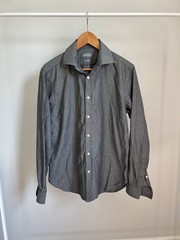 Michael Kors Slim Fit Gray Herringbone Button Up Dress Shirt Mens Size 1