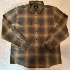 Flylow Polyester Flannel Plaid Button-Up Shirt XL Brown/Tan Long Sleeve