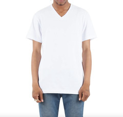 Shaka Wear V-neck Solid Short sleeve Cotton T-shirt Heavy knit White Black S-5X