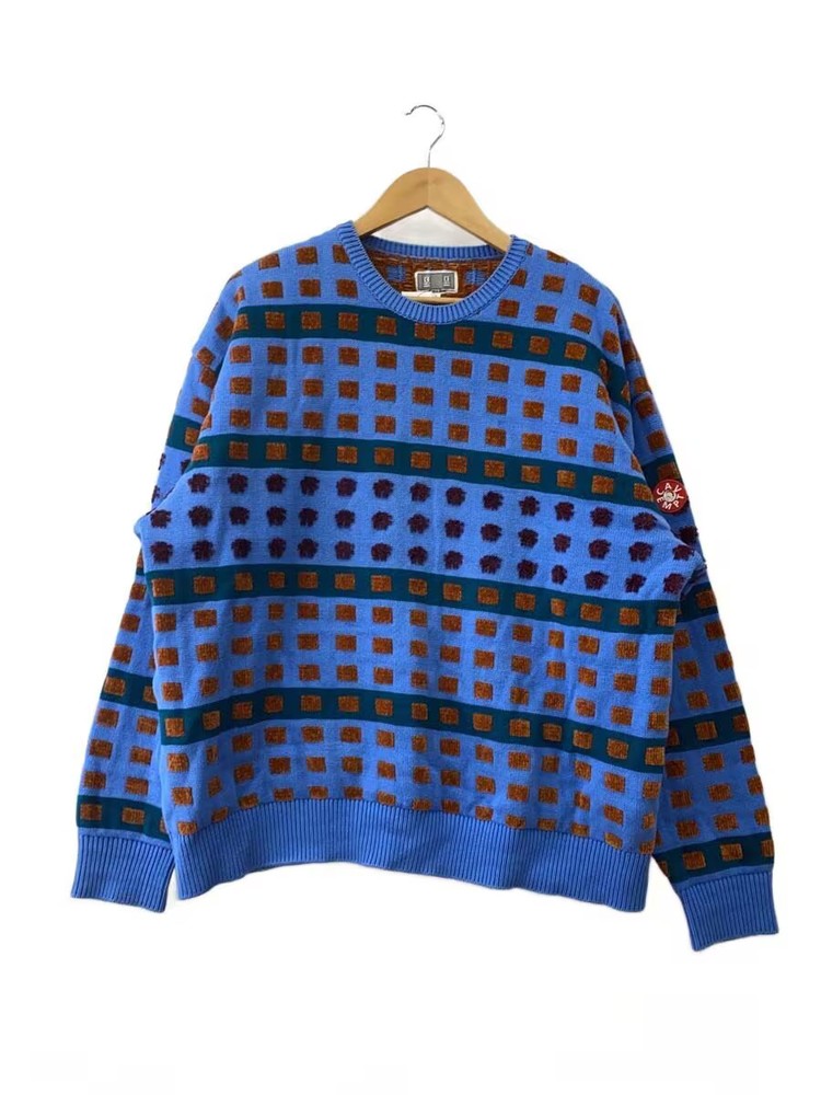 C.E (CAV EMPT) Knit Sweater (Thick), Large, Cotton, Blue, All-Over Print, CES22K
