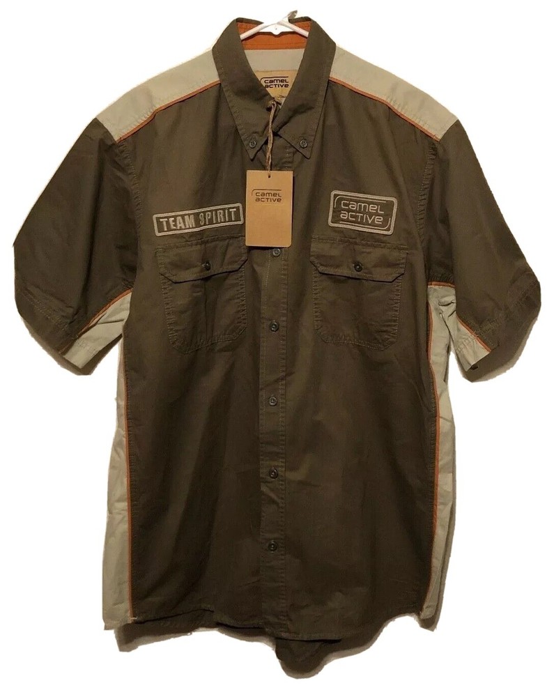 Camel Active Team Spirit Collared Button Down Shirt Mens XL Brown New With Tags