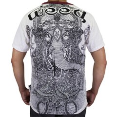 WEED Ganesha Ringer T-Shirt Men Vintage Ganesh Om Hindu God Hippie Bohemian WE03