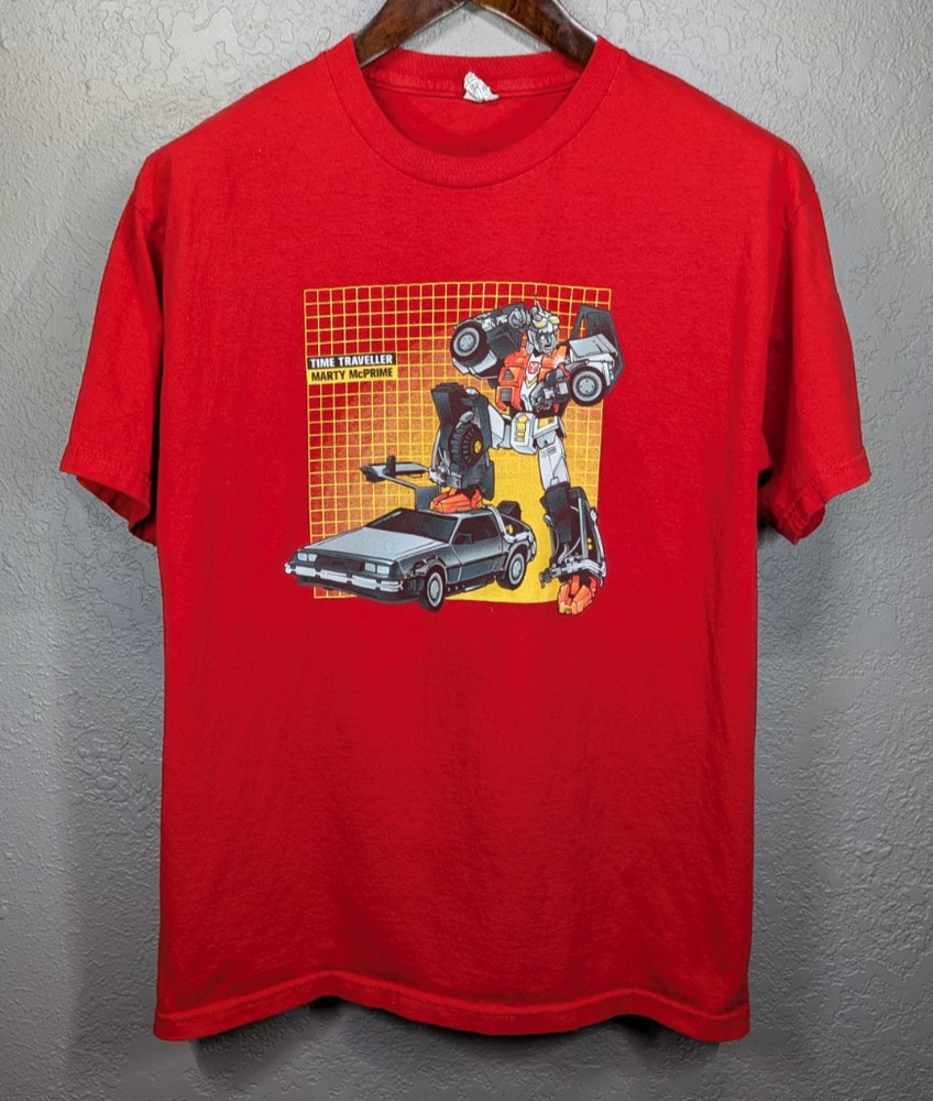 Transformers x Back to the Future Marty McPrime T-Shirt Men’s L Graphic Tee