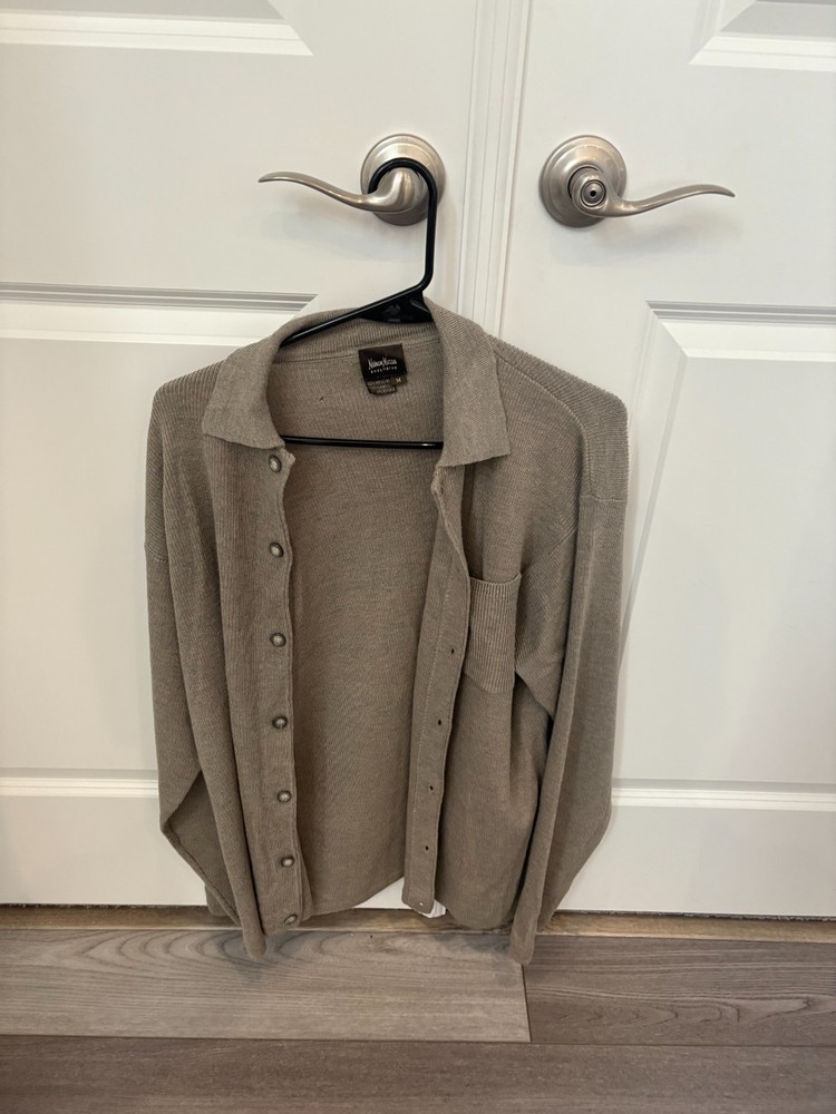 Neiman Marcus beige button shirt