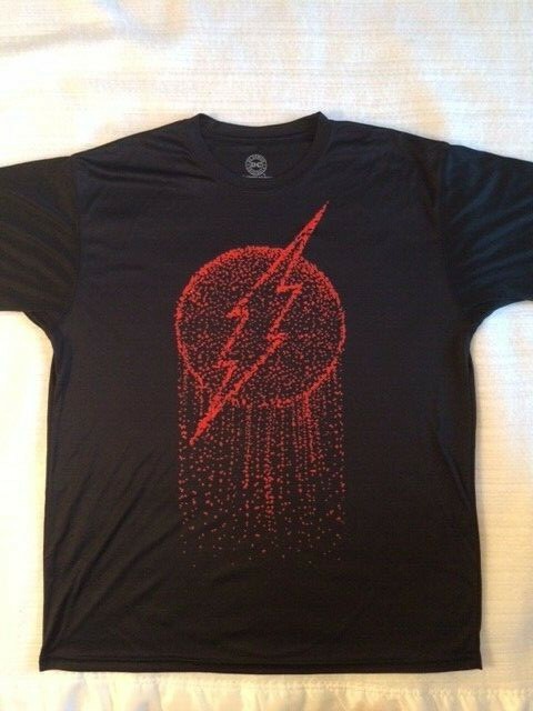 DC Comics The Flash Lightning Bolt Satin Bleed Design Black T-shirt Official New