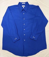 Van Heusen Men’s Big & Tall Wrinkle Free Poplin Dress Shirt Blue Size 18 32/33