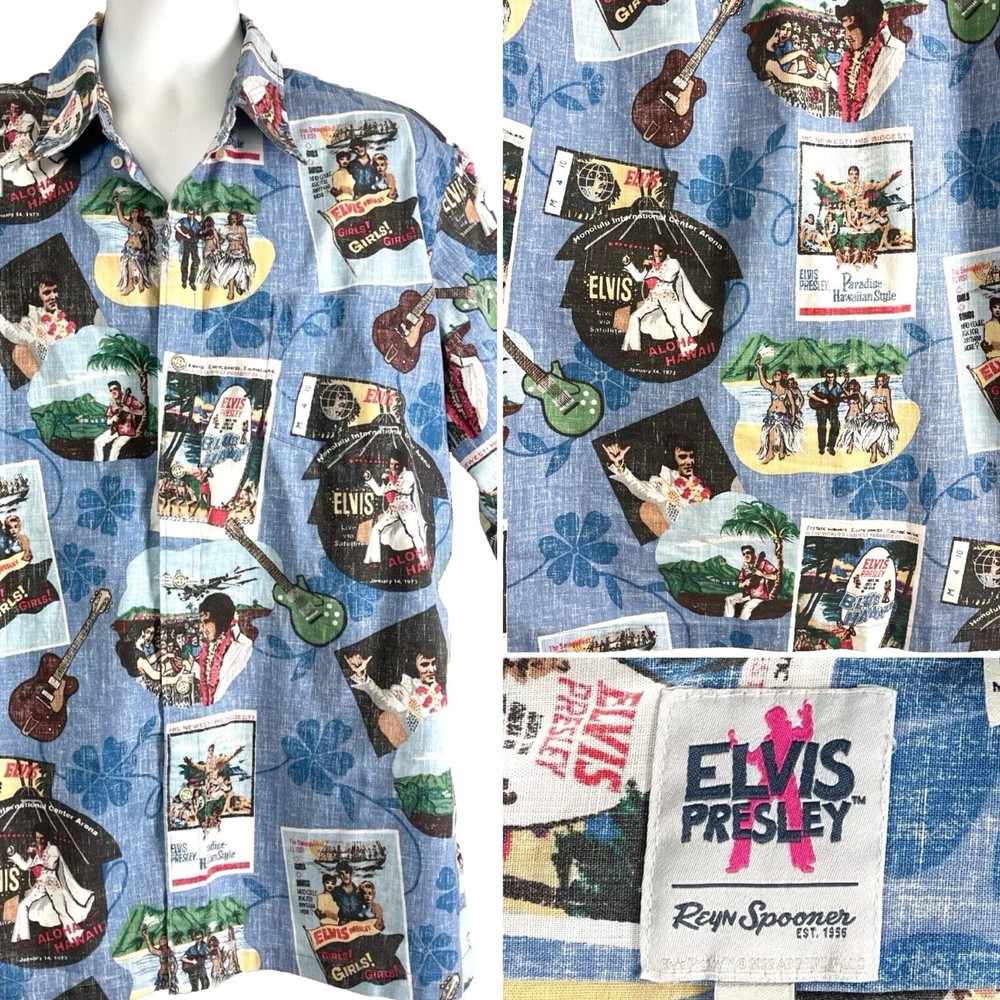Reyn Spooner Elvis Presley Mens Hawaiian Shirt size XL/2XL Fit 55×31 In Hawaii