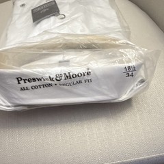 Preswick & Moore Men’s Regular Fit White Dress Shirt 18.5×34 Cotten Long Sleeve