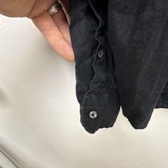 UNTUCKit Men’s M Black Solid 100% Linen Slim Long Sleeve Point Collar Button-Up