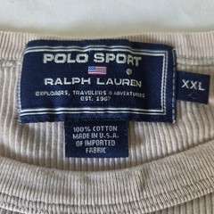 Polo Sport Ralph Lauren Mens XXL Beige Ribbed Cotton T-Shirt Made in USA Vintage