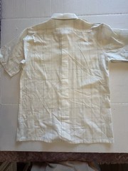 Vtg 70s Christian Dior Camp Collar Shirt White Plaid Sz Large Epaulets Military