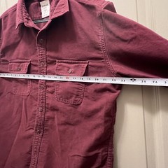 Fossil Men’s Button Down Thick Cotton Long Sleeve Shirt Burgundy Size Large