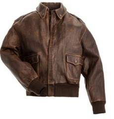 Aviator A-2 Flight Jacket Distressed Brown Real Leather Bomber Jacket
