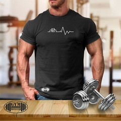 Bike Heartbeat T Shirt Gym Clothing Bodybuilding Training Workout Cycle Men Top