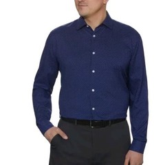 Kenneth Cole Men’s Quick Dry Performance Dress Shirt, Blue, M (15-15.5, 34/35)
