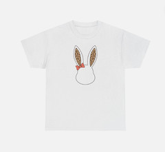Leopard Bunny Ear T-Shirt Easter Rabbit Bow Graphic Cute Spring Tee Unisex
