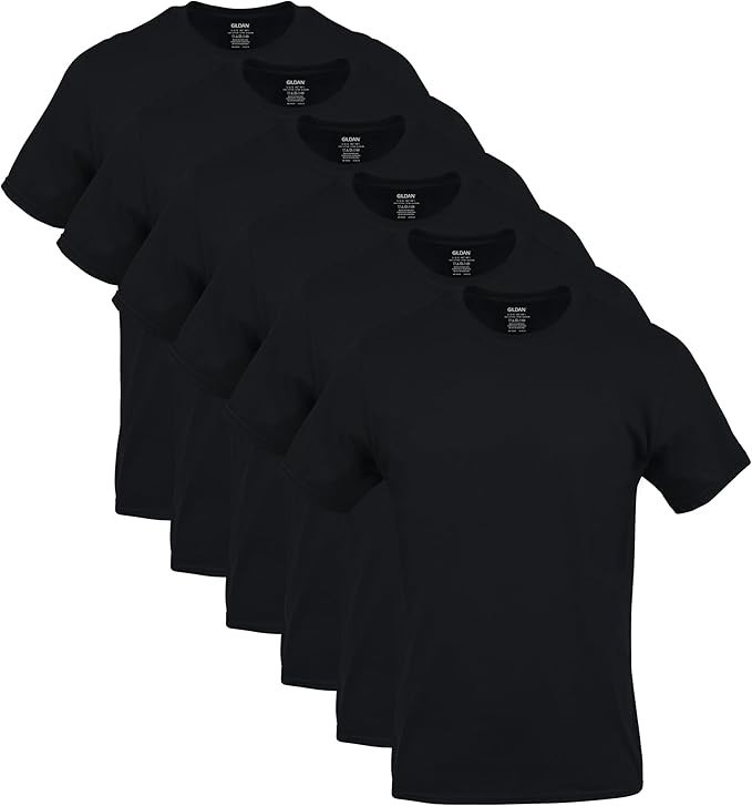 Gildan Men’s Crew Large T-Shirt, Multi Pack Black – 6 Count, Style G1100