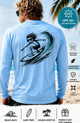 Surfer Tee Surfing Life Long Sleeve UPF 50 T-Shirt Sport Beach Sun UV Protection