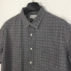 Gap Mens Shirt XL Black Geo Linen Blend Boho Outdoor Classic Preppy Utility