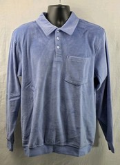 Vintage Irvine Park Velour Polo Shirt Mens Medium Blue Long Sleeve NWOT