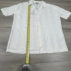Jason Wu White Cotton Knit Button Down Camp Shirt Short Sleeve Mens