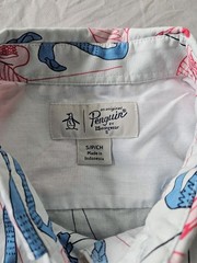 Original Penguin Stretch Button-Down Shirt Men’s Small All Over Print Flamingos