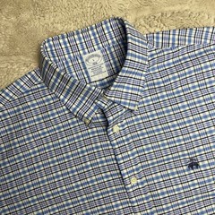 Brooks Brothers 1818 Mens Regular Fit Non-Iron Stretch Check Shirt Blue Pink L