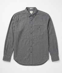 J.Crew Classic Fit Cotton Flannel Button-Up Shirt Gray L Elbow Patch Pockets