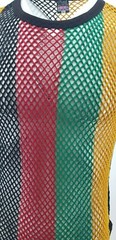 CRYSTAL MEN Rasta STRING MESH 100% COTTON MESH FISHNET SHORT SLEEVE T-SHIRT TOP