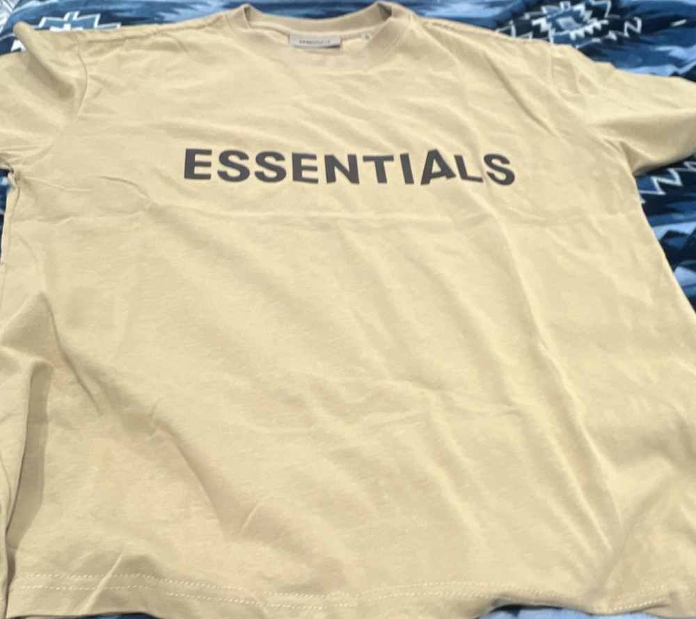 Essentials Men’s S Beige & Black Cotton Short Sleeve T-Shirts Lot Solid Floral