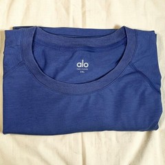Alo Yoga Triumph Crewneck Raglan Short Sleeve T-Shirt Blue 2XL