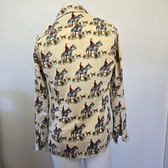 VTG 70s Gant AOP Equestrian Horse Hunting Print Long Sleeve Button Shirt Mens M