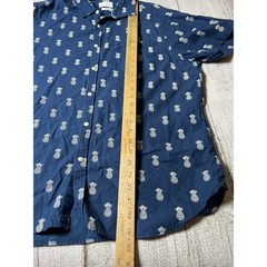 Cactus Man Pineapple Print Button Down Shirt Men XL Navy Blue Tropical Summer