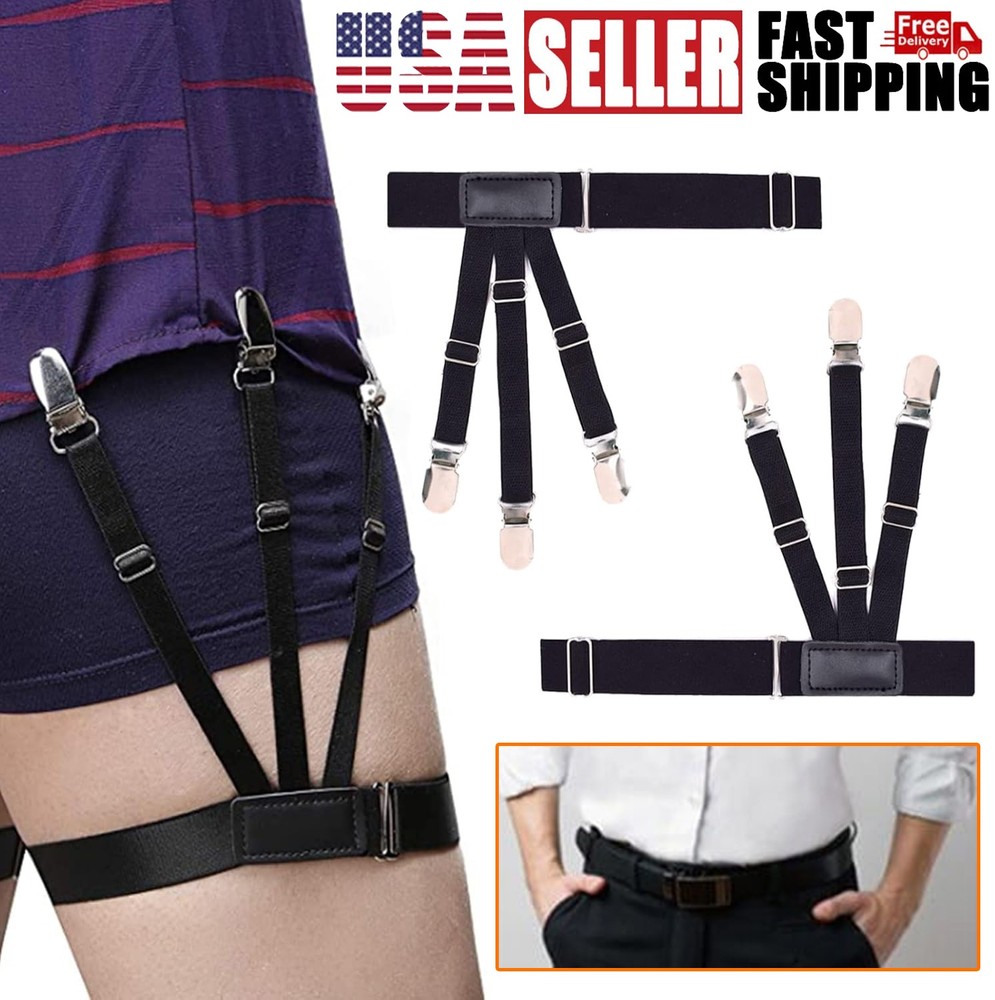 Men Shirt Stays Upgrade Adjustable Elastic Garter Shirts Holder Non-slip Locking