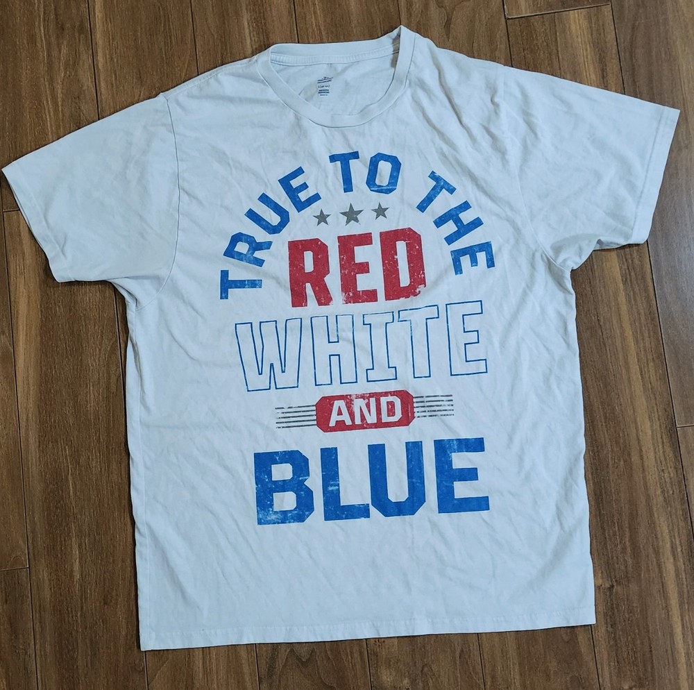 Patriotic T-Shirt Sz Large (42-44) American Flag 4th of July USA Tee