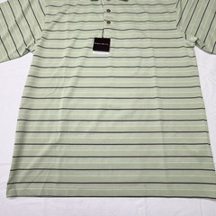 NWT Pebble Beach Performance Golf Polo Shirt Green S/S Men’s Size M Stripes