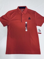 Reebok Men’s Small Baked Apple Red Polo Shirt, Short Sleeve, Moisture Management