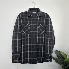 Vintage 90s Y2K WindRiver Lined Flannel Black Plaid Jacket Size Medium