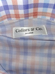 Collars & Co. Men’s 3XL Plaid Performance Polo Shirt Orange Blue Purple White